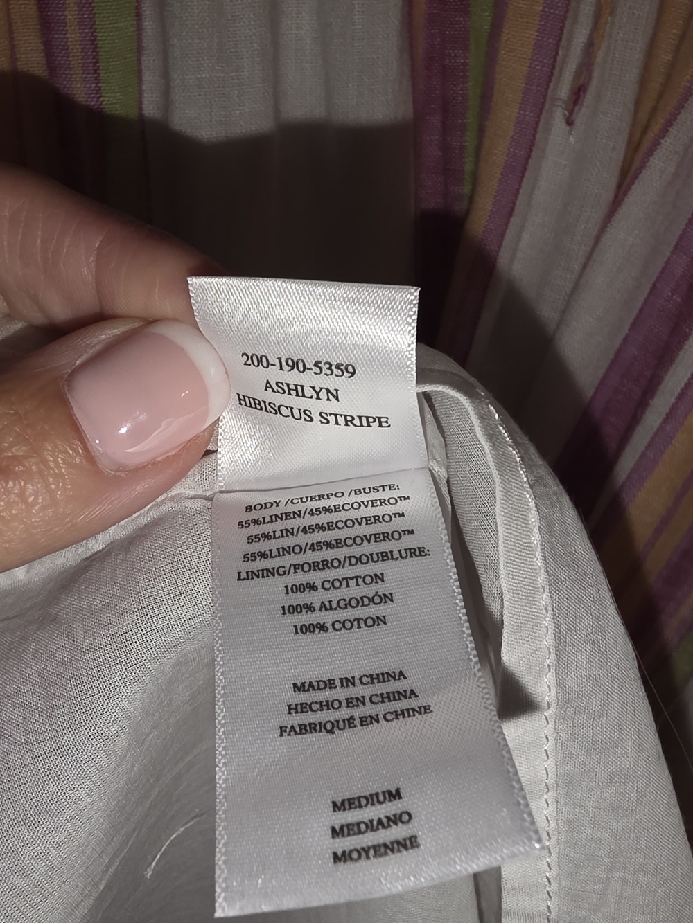 Rails Ashlyn Linen Blend Hibiscus Striped Midi Dress with Smocked Waist, Size M - Picture 5 of 5